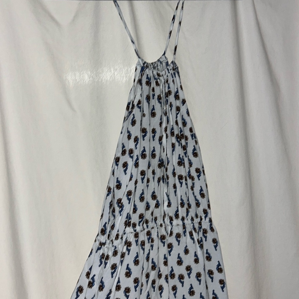 Blue Star dress with draw string in front.